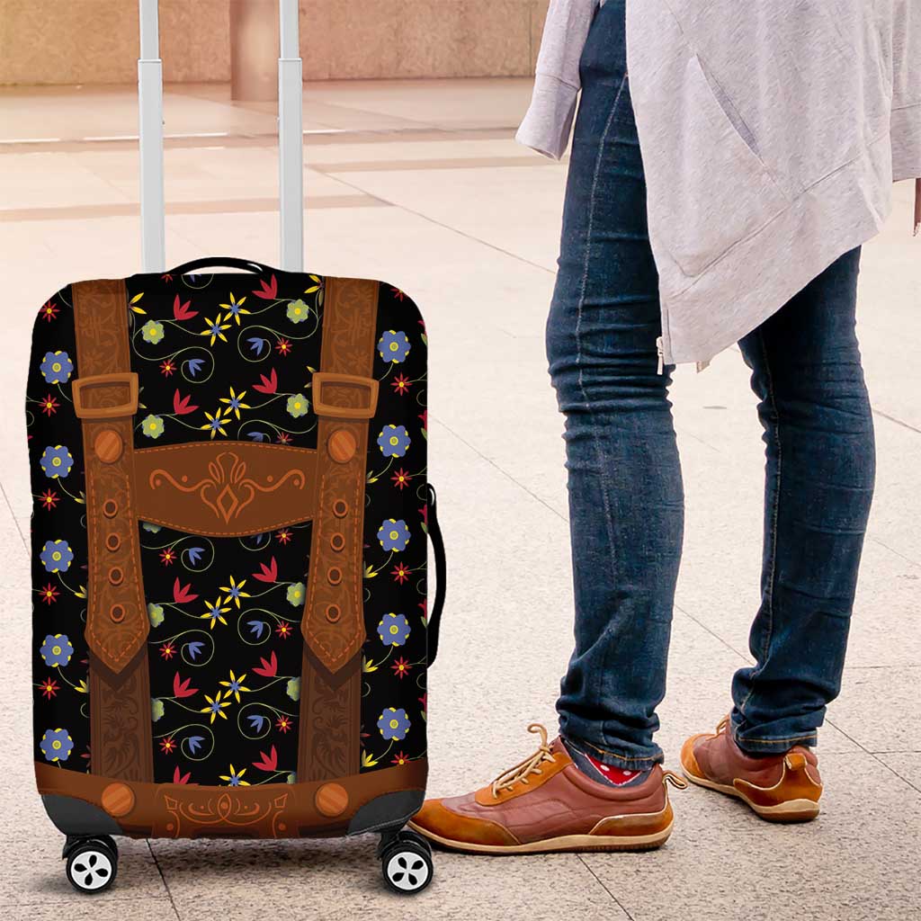 Traditional German Costume - Lederhosen Luggage Cover Folk Floral Pattern Style - Wonder Print Shop