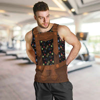 Traditional German Costume - Lederhosen Men Tank Top Folk Floral Pattern Style - Wonder Print Shop