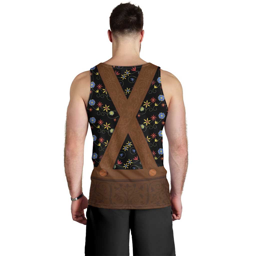 Traditional German Costume - Lederhosen Men Tank Top Folk Floral Pattern Style - Wonder Print Shop
