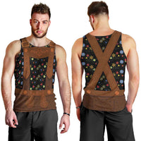 Traditional German Costume - Lederhosen Men Tank Top Folk Floral Pattern Style - Wonder Print Shop