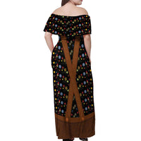 Traditional German Costume - Lederhosen Off Shoulder Maxi Dress Folk Floral Pattern Style - Wonder Print Shop