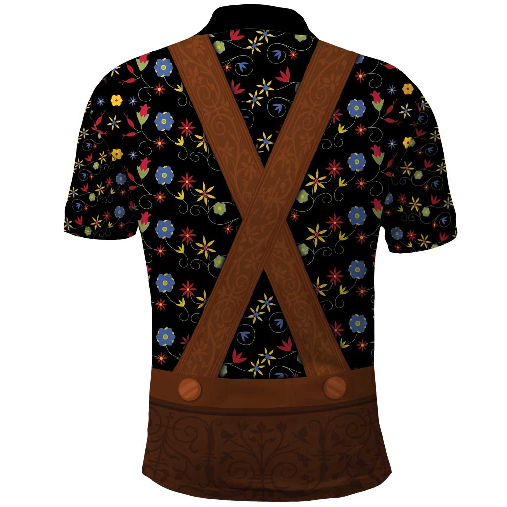 Traditional German Costume - Lederhosen Polo Shirt Folk Floral Pattern Style - Wonder Print Shop