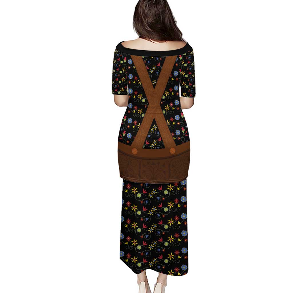 Traditional German Costume - Lederhosen Puletasi Folk Floral Pattern Style - Wonder Print Shop