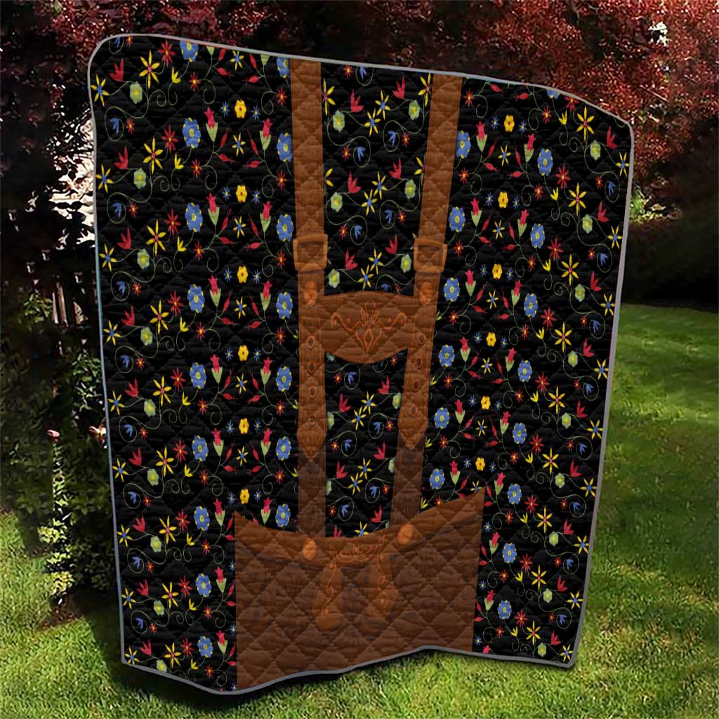 Traditional German Costume - Lederhosen Quilt Folk Floral Pattern Style - Wonder Print Shop