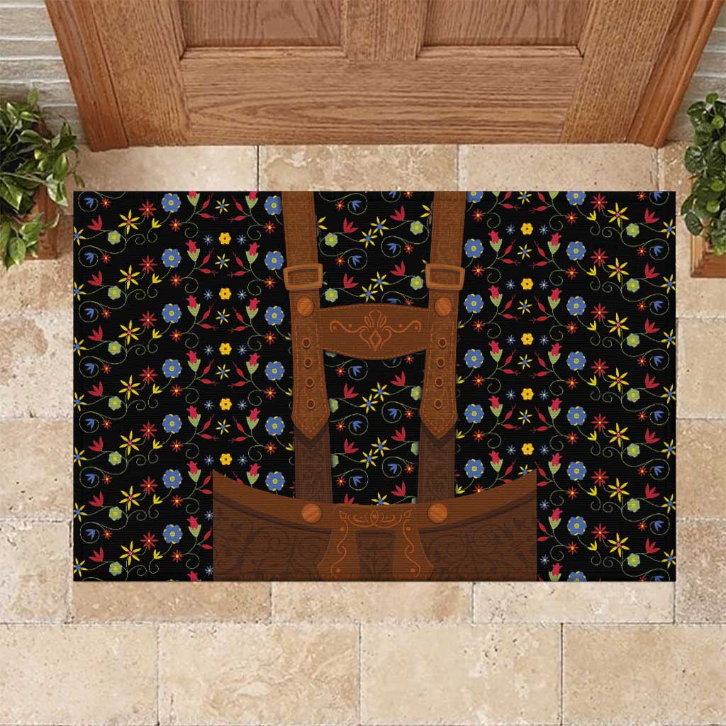 Traditional German Costume - Lederhosen Rubber Doormat Folk Floral Pattern Style - Wonder Print Shop