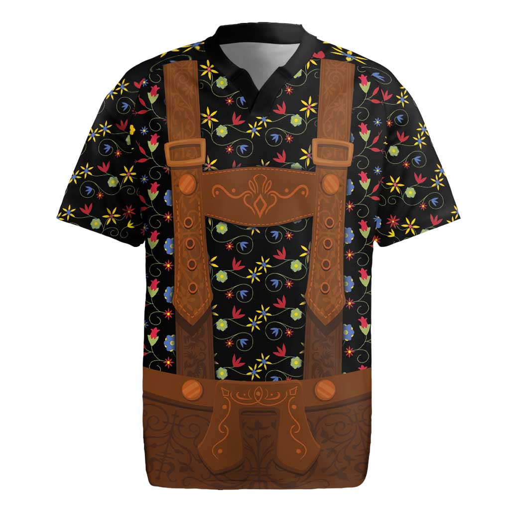 Traditional German Costume - Lederhosen Rugby Jersey Folk Floral Pattern Style - Wonder Print Shop