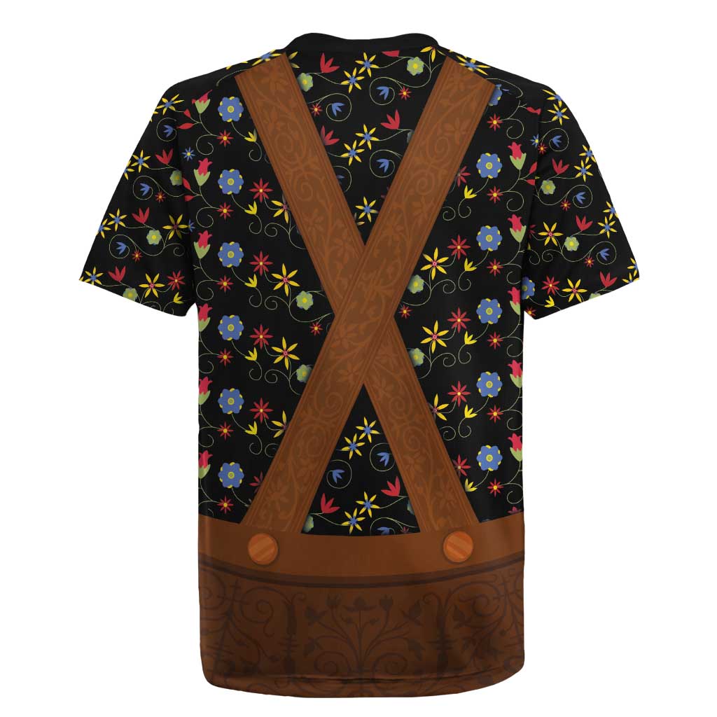 Traditional German Costume - Lederhosen Rugby Jersey Folk Floral Pattern Style - Wonder Print Shop