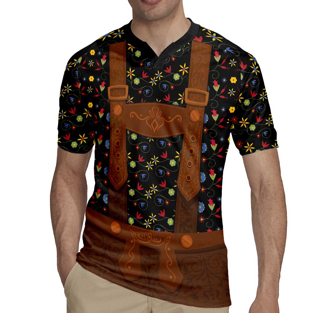 Traditional German Costume - Lederhosen Rugby Jersey Folk Floral Pattern Style - Wonder Print Shop