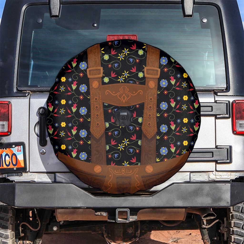 Traditional German Costume - Lederhosen Spare Tire Cover Folk Floral Pattern Style - Wonder Print Shop