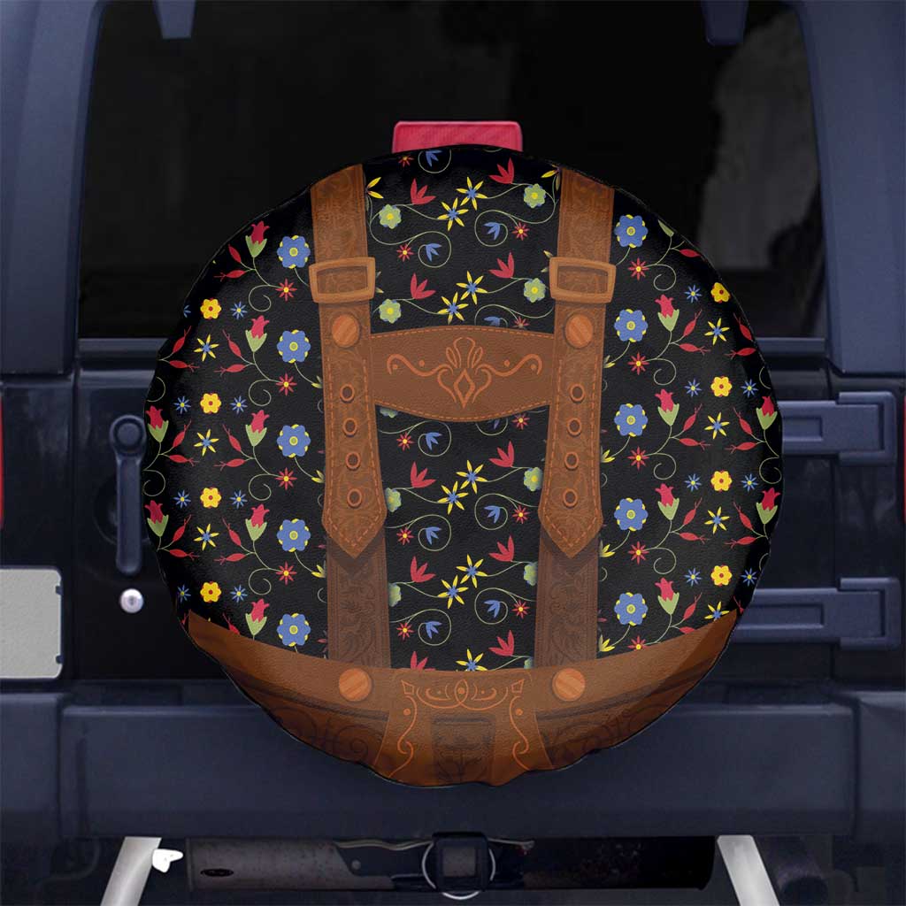 Traditional German Costume - Lederhosen Spare Tire Cover Folk Floral Pattern Style - Wonder Print Shop