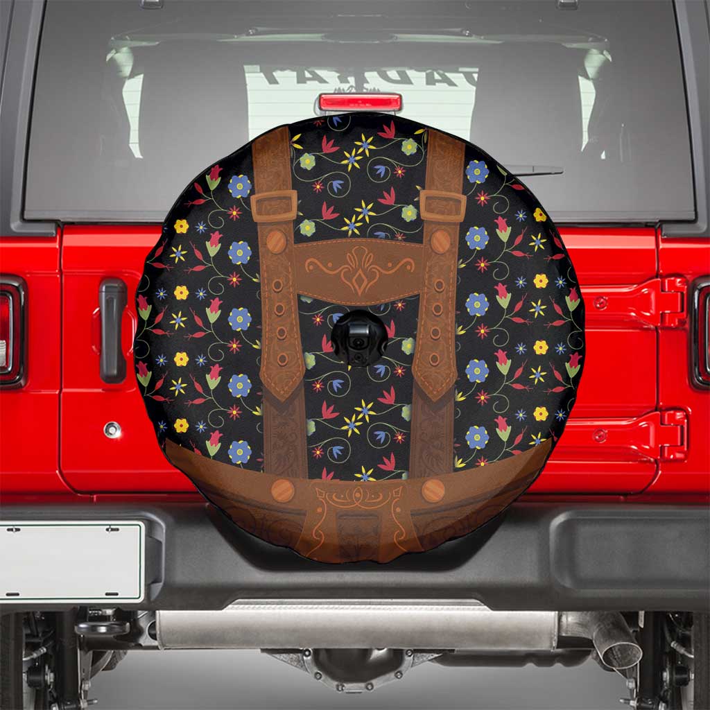 Traditional German Costume - Lederhosen Spare Tire Cover Folk Floral Pattern Style - Wonder Print Shop