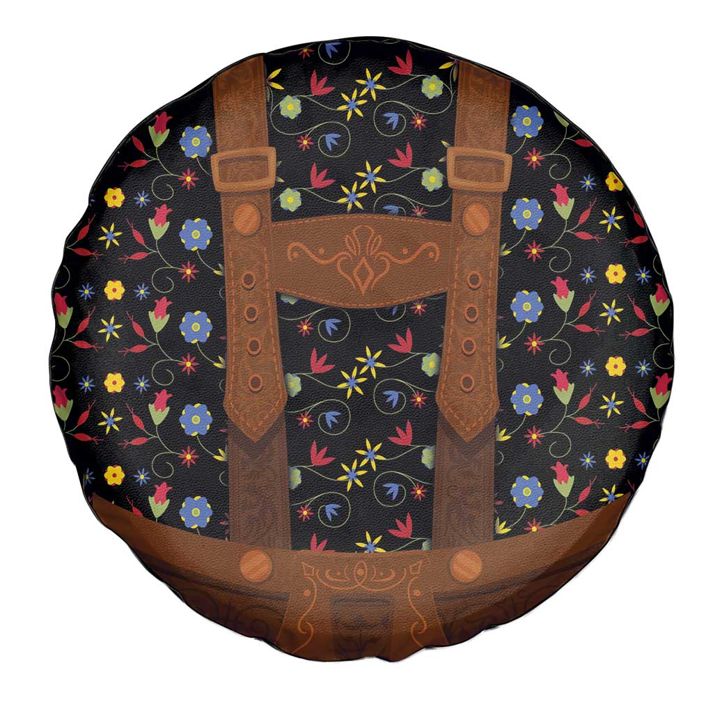 Traditional German Costume - Lederhosen Spare Tire Cover Folk Floral Pattern Style - Wonder Print Shop