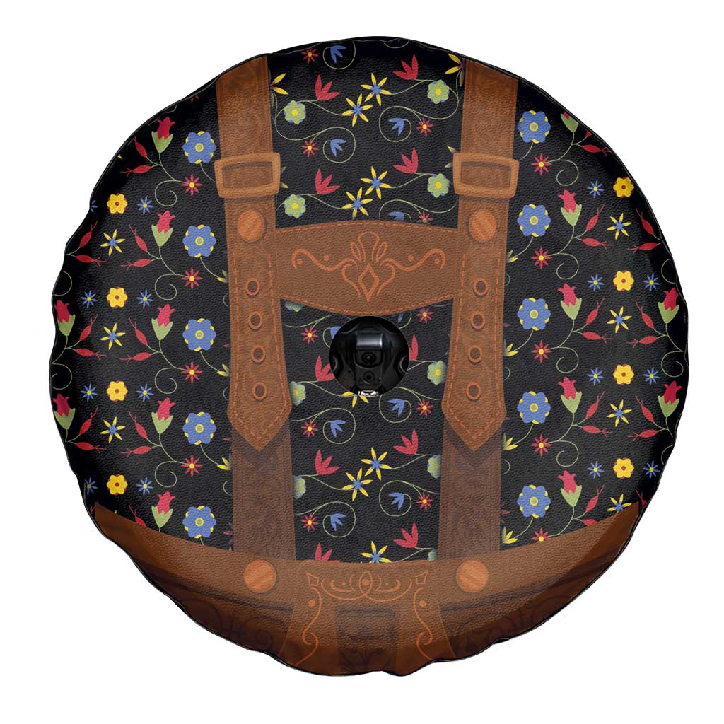 Traditional German Costume - Lederhosen Spare Tire Cover Folk Floral Pattern Style - Wonder Print Shop