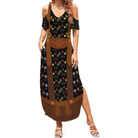 Traditional German Costume - Lederhosen Summer Maxi Dress Folk Floral Pattern Style - Wonder Print Shop