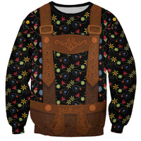 Traditional German Costume - Lederhosen Sweatshirt Folk Floral Pattern Style - Wonder Print Shop