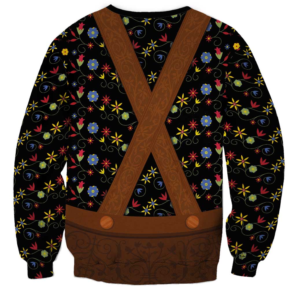 Traditional German Costume - Lederhosen Sweatshirt Folk Floral Pattern Style - Wonder Print Shop