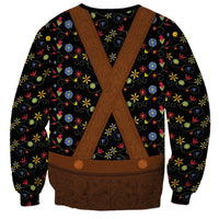 Traditional German Costume - Lederhosen Sweatshirt Folk Floral Pattern Style - Wonder Print Shop