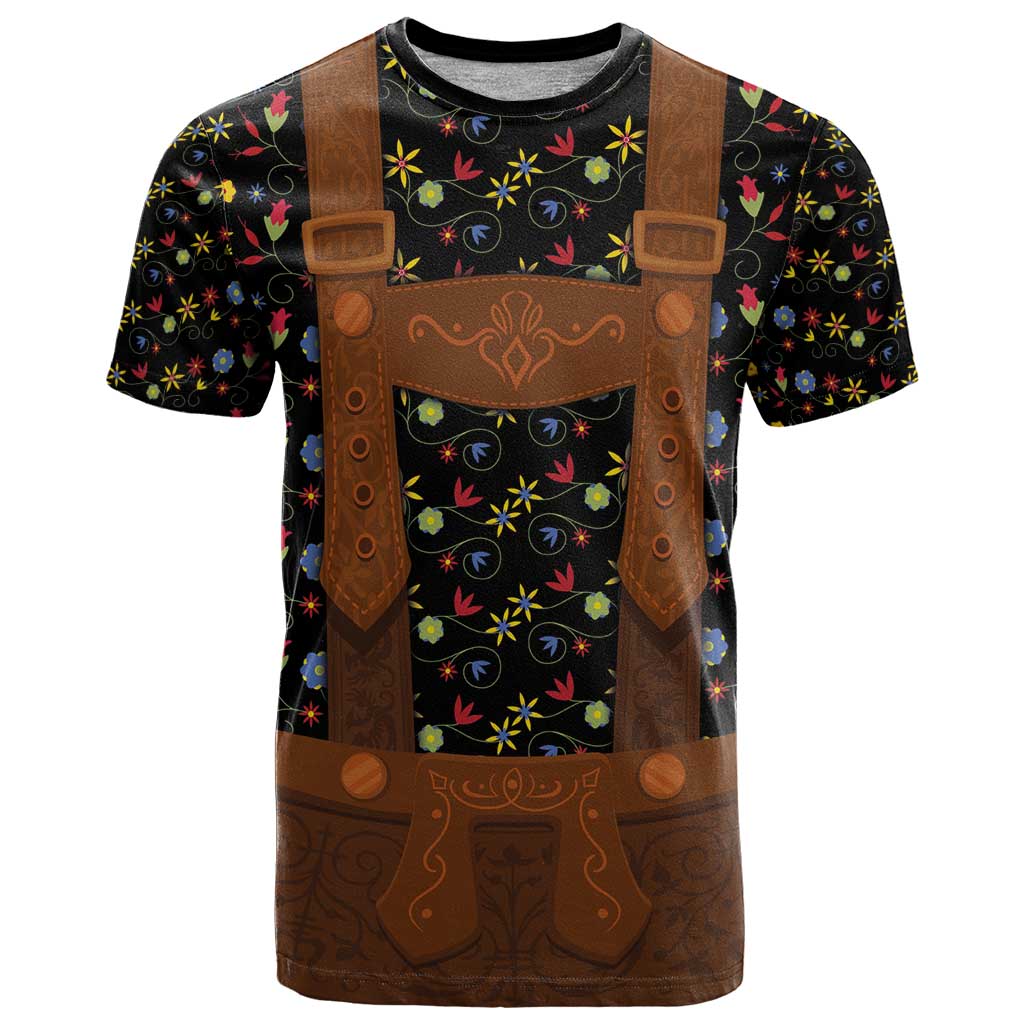 Traditional German Costume - Lederhosen T Shirt Folk Floral Pattern Style - Wonder Print Shop