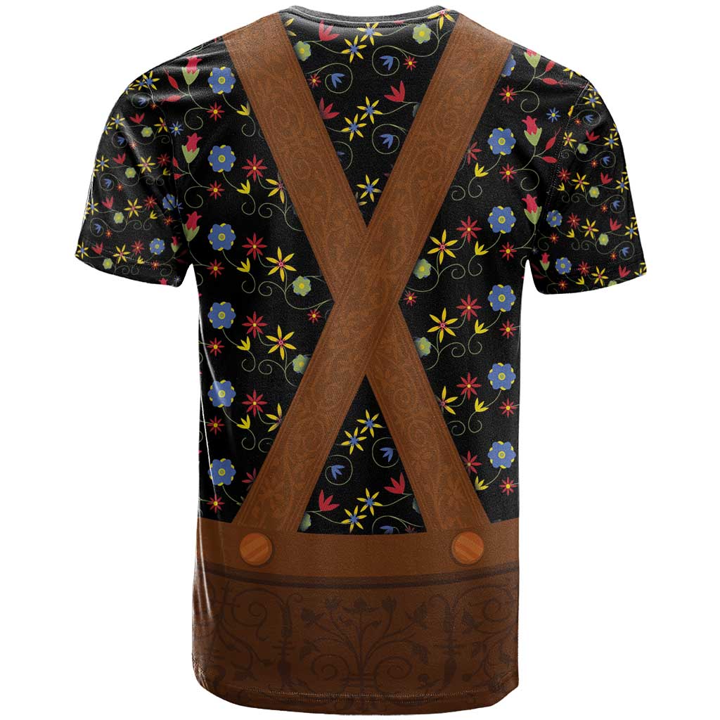 Traditional German Costume - Lederhosen T Shirt Folk Floral Pattern Style - Wonder Print Shop