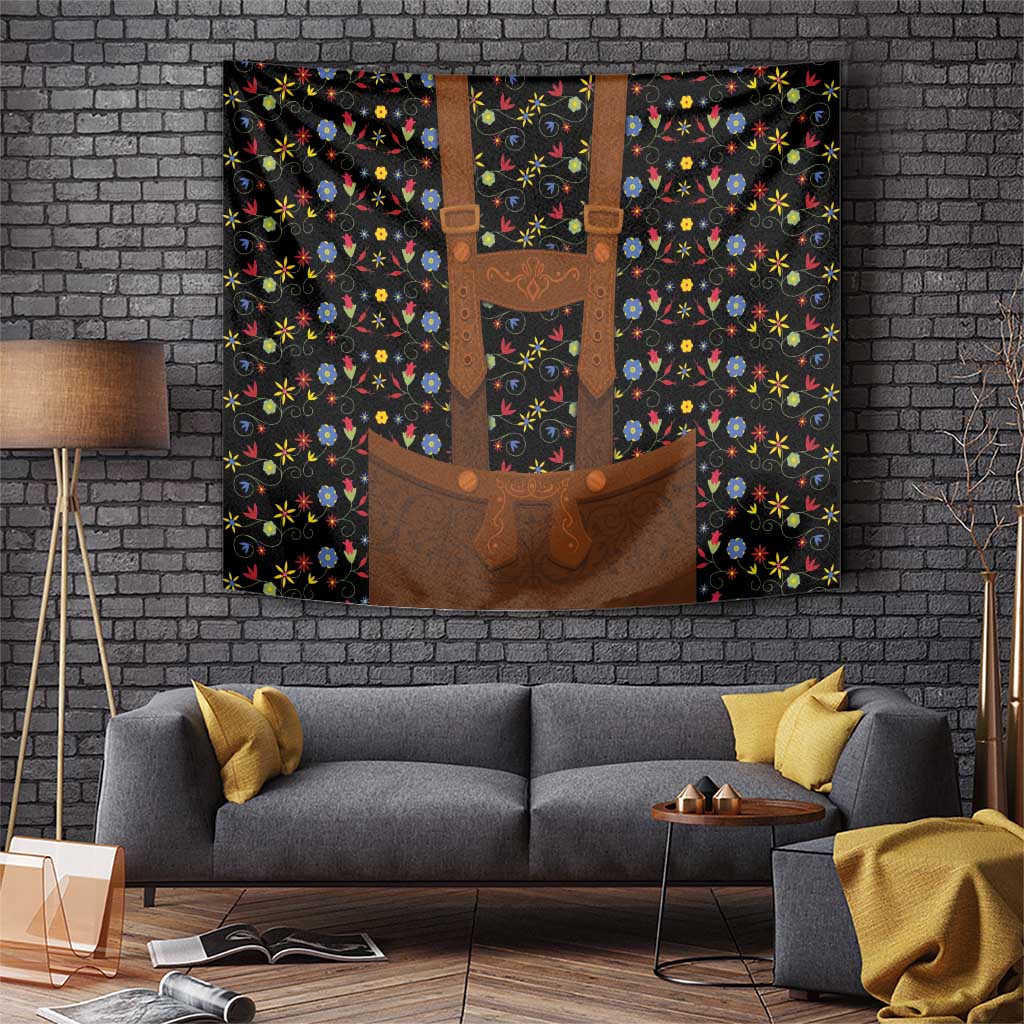 Traditional German Costume - Lederhosen Tapestry Folk Floral Pattern Style - Wonder Print Shop