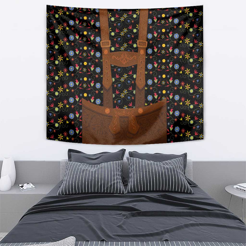 Traditional German Costume - Lederhosen Tapestry Folk Floral Pattern Style - Wonder Print Shop