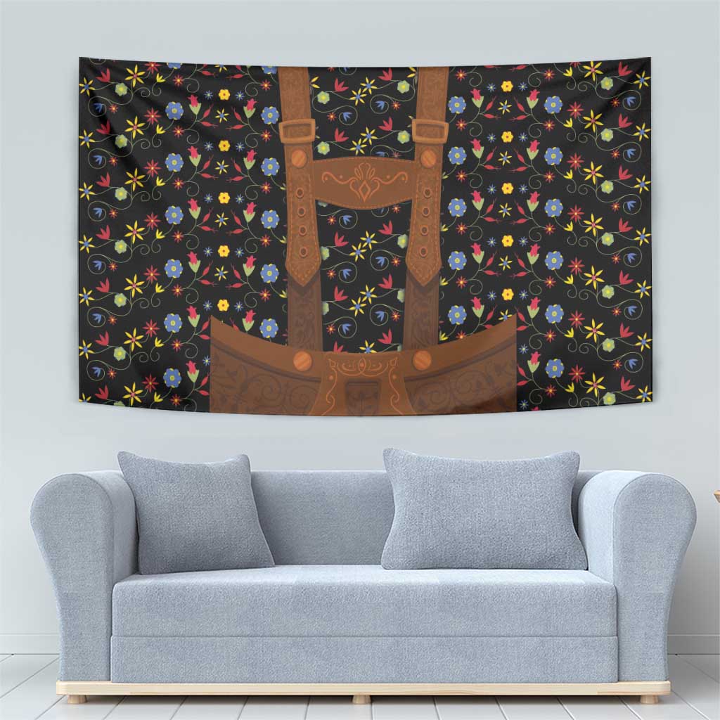 Traditional German Costume - Lederhosen Tapestry Folk Floral Pattern Style - Wonder Print Shop