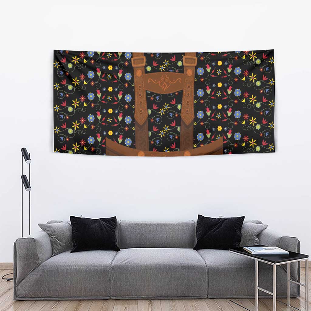 Traditional German Costume - Lederhosen Tapestry Folk Floral Pattern Style - Wonder Print Shop