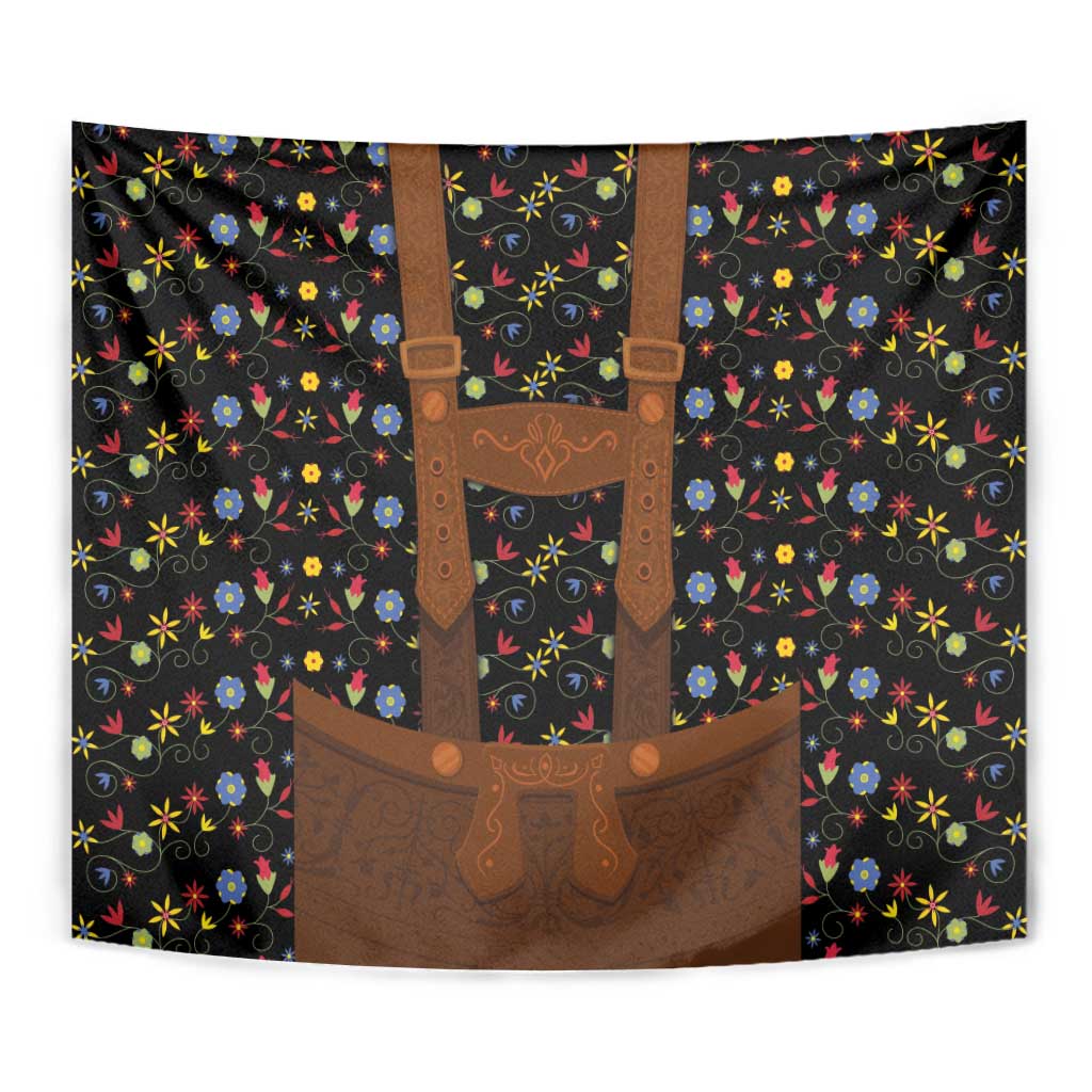Traditional German Costume - Lederhosen Tapestry Folk Floral Pattern Style - Wonder Print Shop