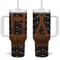 Traditional German Costume - Lederhosen Tumbler With Handle Folk Floral Pattern Style - Wonder Print Shop