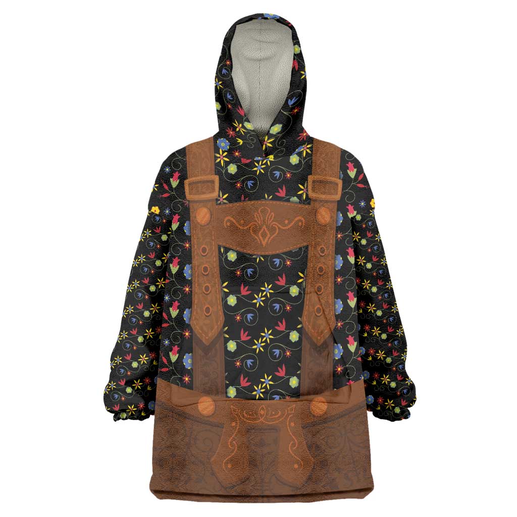 Traditional German Costume - Lederhosen Wearable Blanket Hoodie Folk Floral Pattern Style - Wonder Print Shop