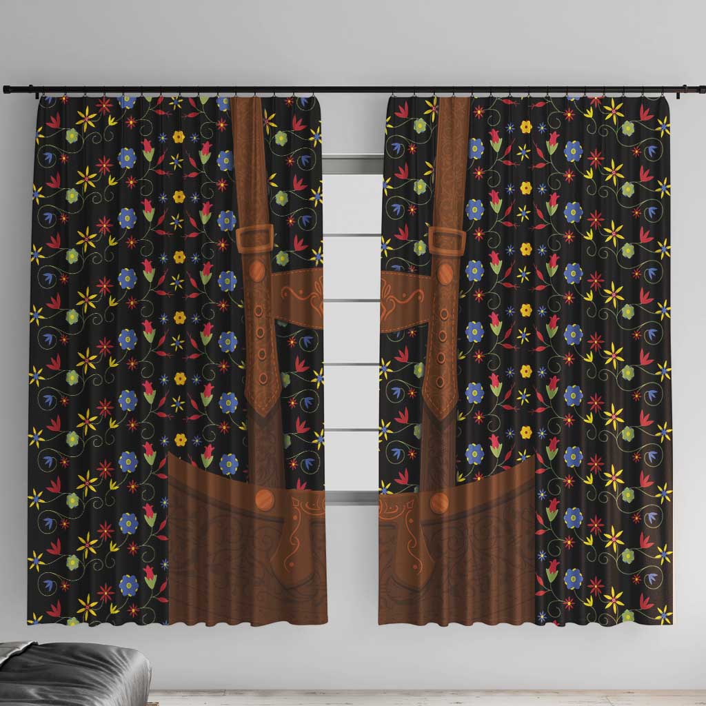 Traditional German Costume - Lederhosen Window Curtain Folk Floral Pattern Style - Wonder Print Shop