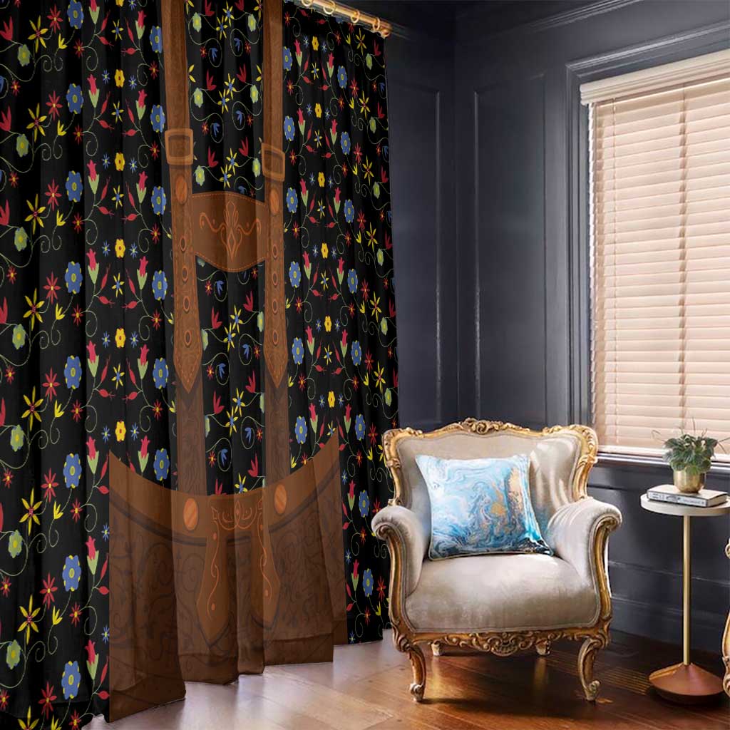 Traditional German Costume - Lederhosen Window Curtain Folk Floral Pattern Style - Wonder Print Shop