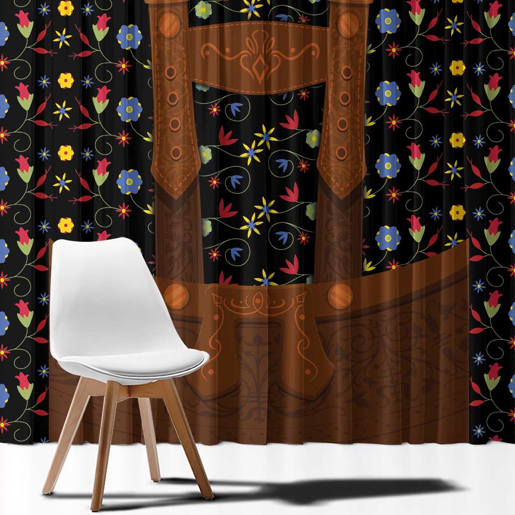 Traditional German Costume - Lederhosen Window Curtain Folk Floral Pattern Style - Wonder Print Shop
