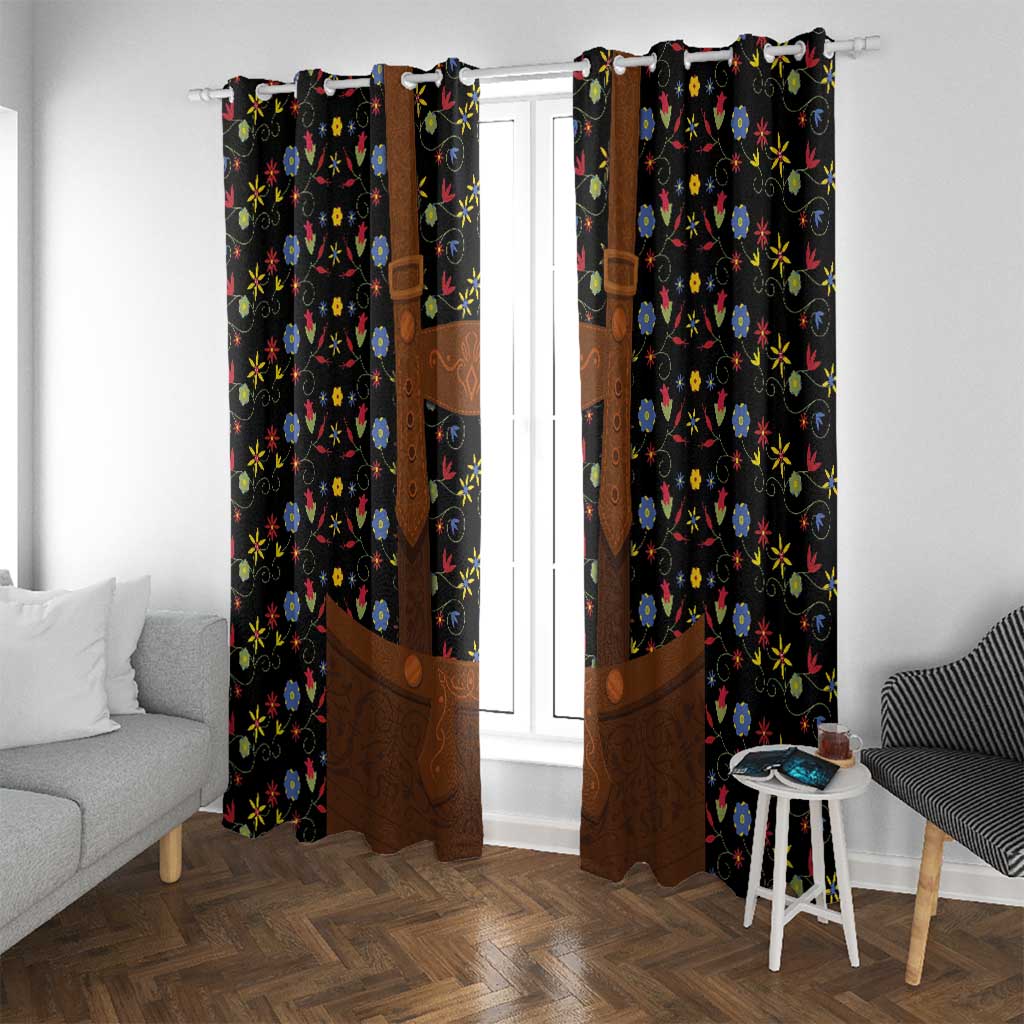 Traditional German Costume - Lederhosen Window Curtain Folk Floral Pattern Style - Wonder Print Shop