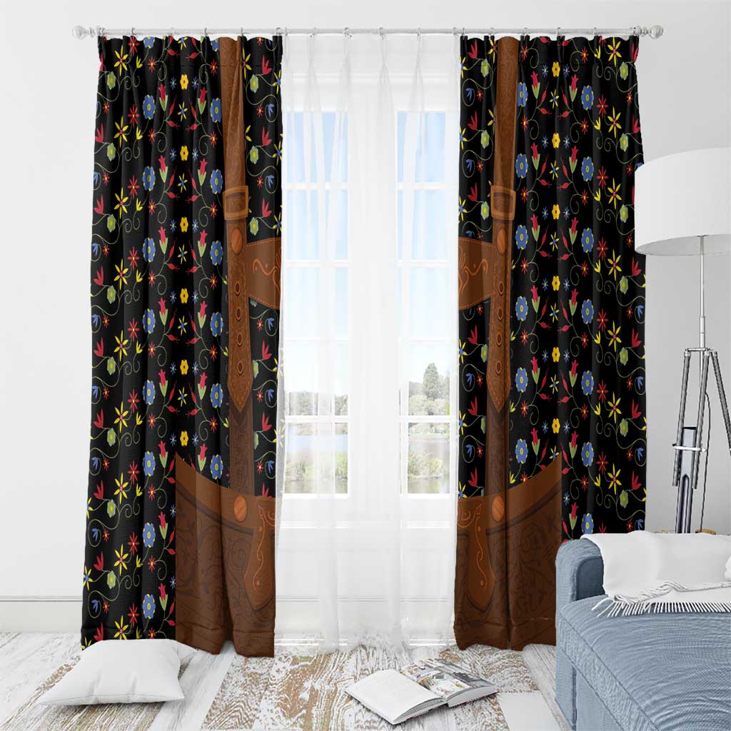 Traditional German Costume - Lederhosen Window Curtain Folk Floral Pattern Style - Wonder Print Shop