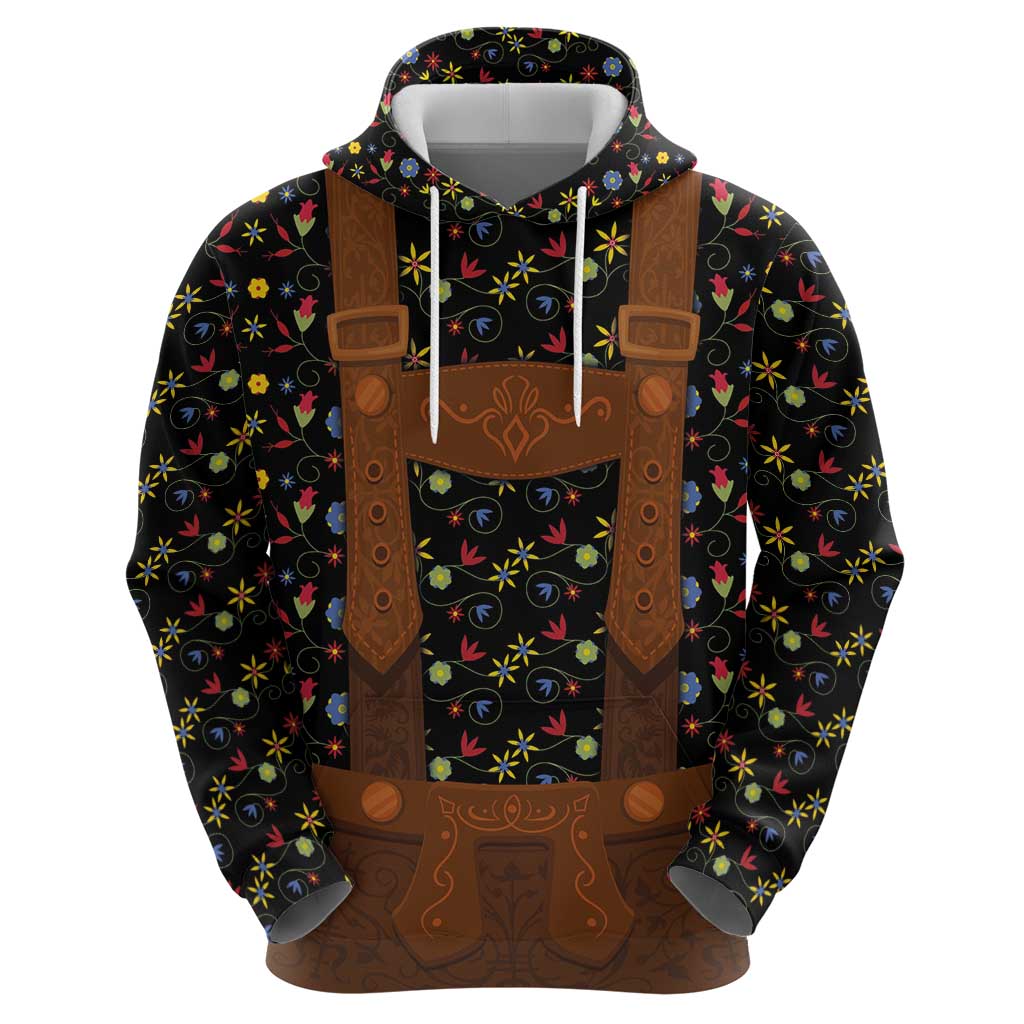 Traditional German Costume - Lederhosen Zip Hoodie Folk Floral Pattern Style - Wonder Print Shop