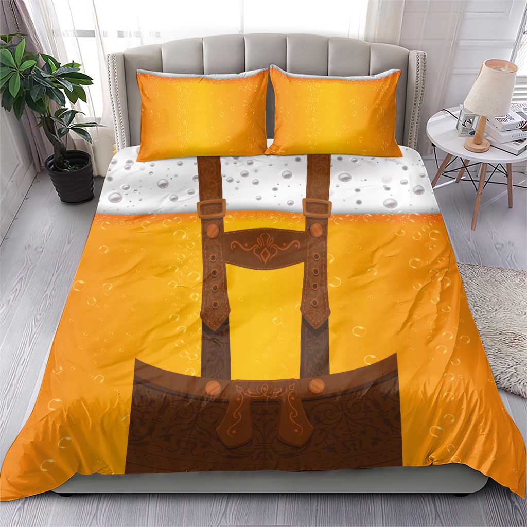 Traditional German Costume - Lederhosen Bedding Set Oktoberfest Beer Head Funny Style - Wonder Print Shop