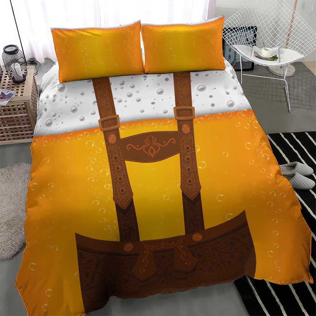 Traditional German Costume - Lederhosen Bedding Set Oktoberfest Beer Head Funny Style - Wonder Print Shop