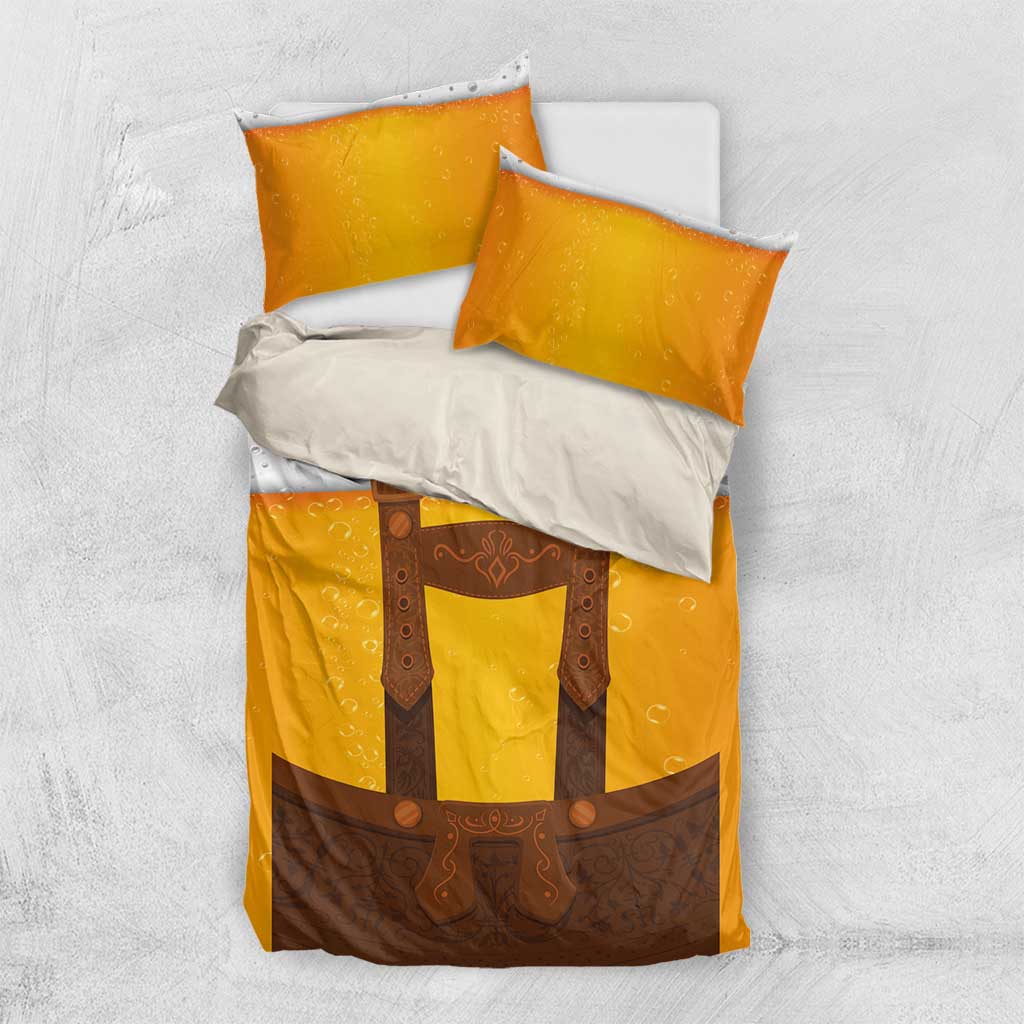Traditional German Costume - Lederhosen Bedding Set Oktoberfest Beer Head Funny Style - Wonder Print Shop