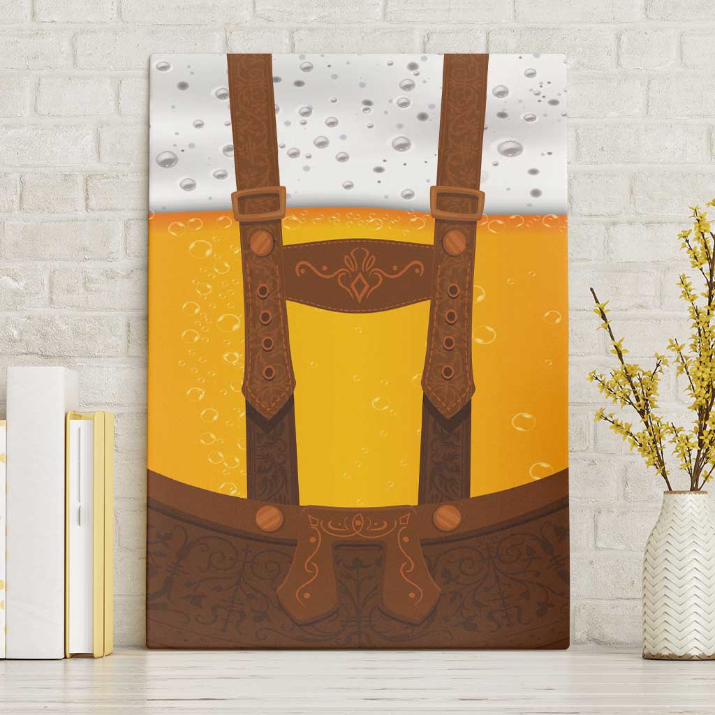 Traditional German Costume - Lederhosen Canvas Wall Art Oktoberfest Beer Head Funny Style - Wonder Print Shop