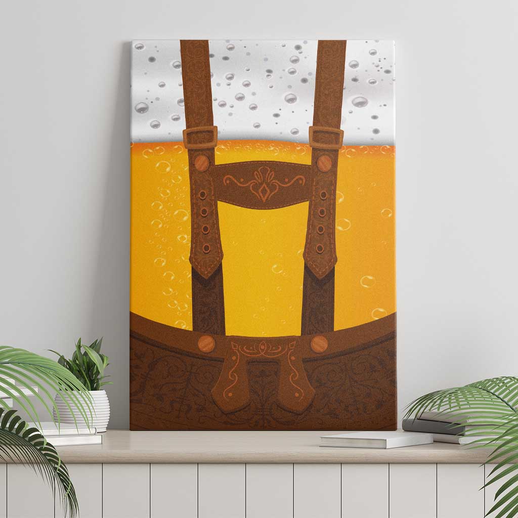 Traditional German Costume - Lederhosen Canvas Wall Art Oktoberfest Beer Head Funny Style - Wonder Print Shop