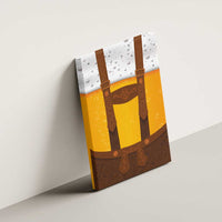 Traditional German Costume - Lederhosen Canvas Wall Art Oktoberfest Beer Head Funny Style - Wonder Print Shop