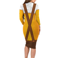 Traditional German Costume - Lederhosen Family Matching Long Sleeve Bodycon Dress and Hawaiian Shirt Oktoberfest Beer Head Funny Style - Wonder Print Shop