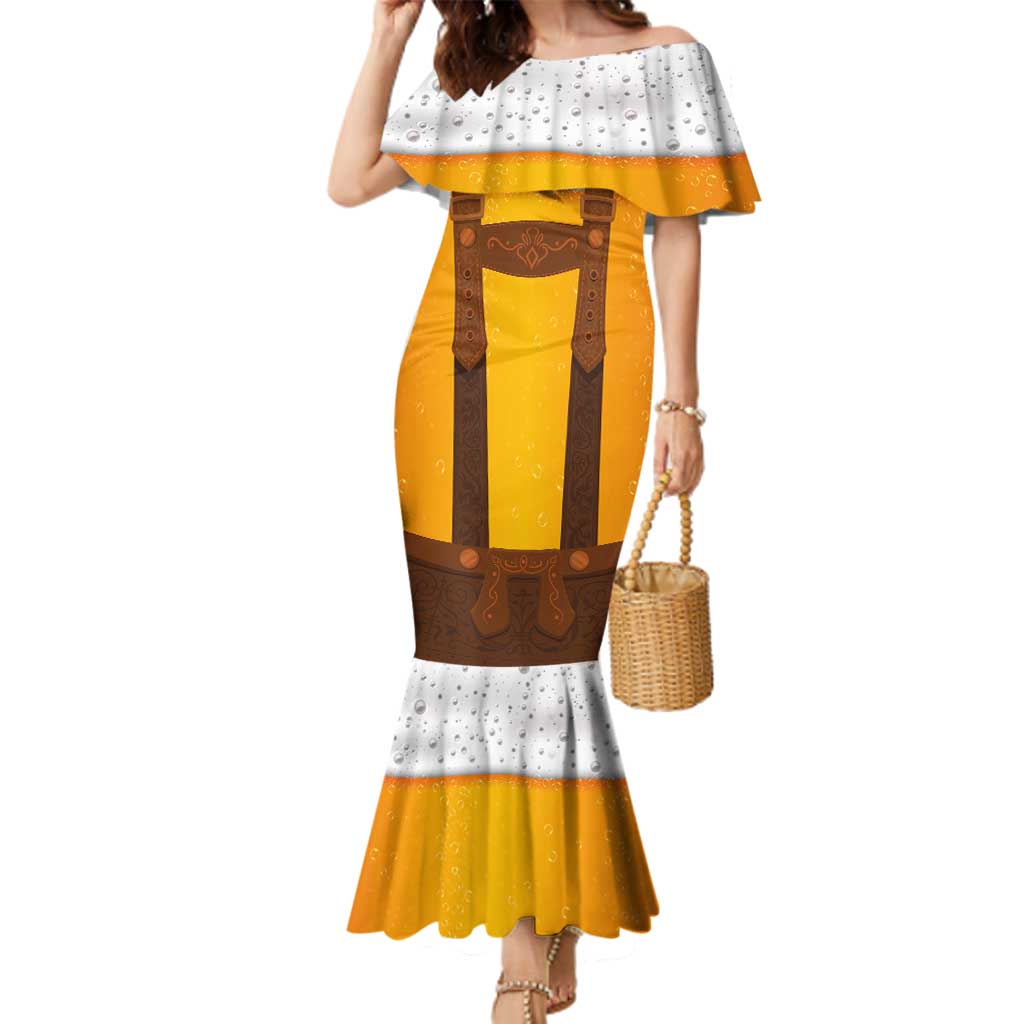 Traditional German Costume - Lederhosen Family Matching Mermaid Dress and Hawaiian Shirt Oktoberfest Beer Head Funny Style - Wonder Print Shop