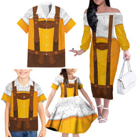 Traditional German Costume - Lederhosen Family Matching Off The Shoulder Long Sleeve Dress and Hawaiian Shirt Oktoberfest Beer Head Funny Style