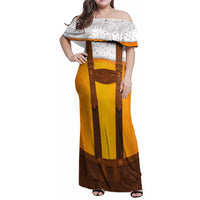 Traditional German Costume - Lederhosen Family Matching Off Shoulder Maxi Dress and Hawaiian Shirt Oktoberfest Beer Head Funny Style - Wonder Print Shop