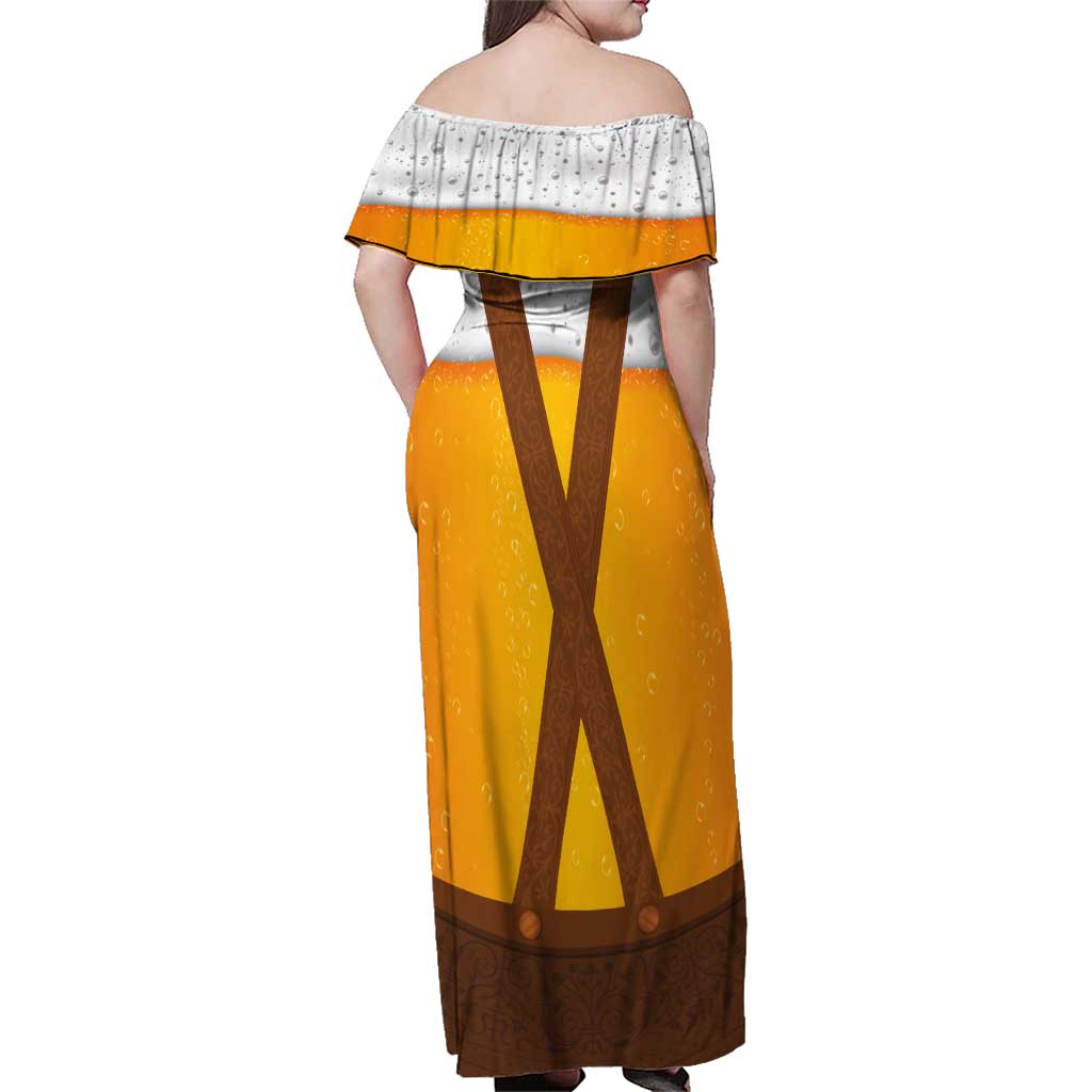 Traditional German Costume - Lederhosen Family Matching Off Shoulder Maxi Dress and Hawaiian Shirt Oktoberfest Beer Head Funny Style - Wonder Print Shop