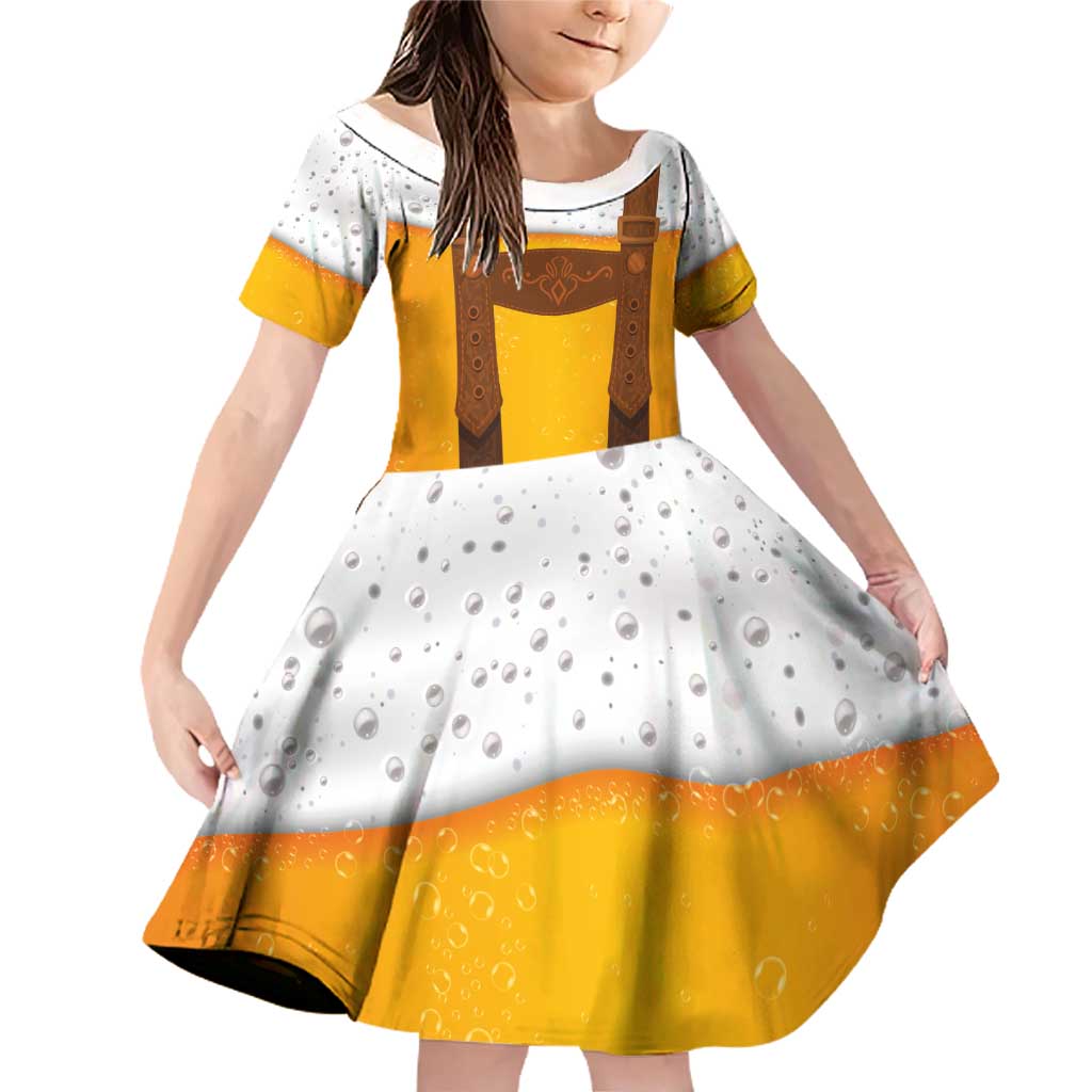 Traditional German Costume - Lederhosen Family Matching Off Shoulder Short Dress and Hawaiian Shirt Oktoberfest Beer Head Funny Style - Wonder Print Shop