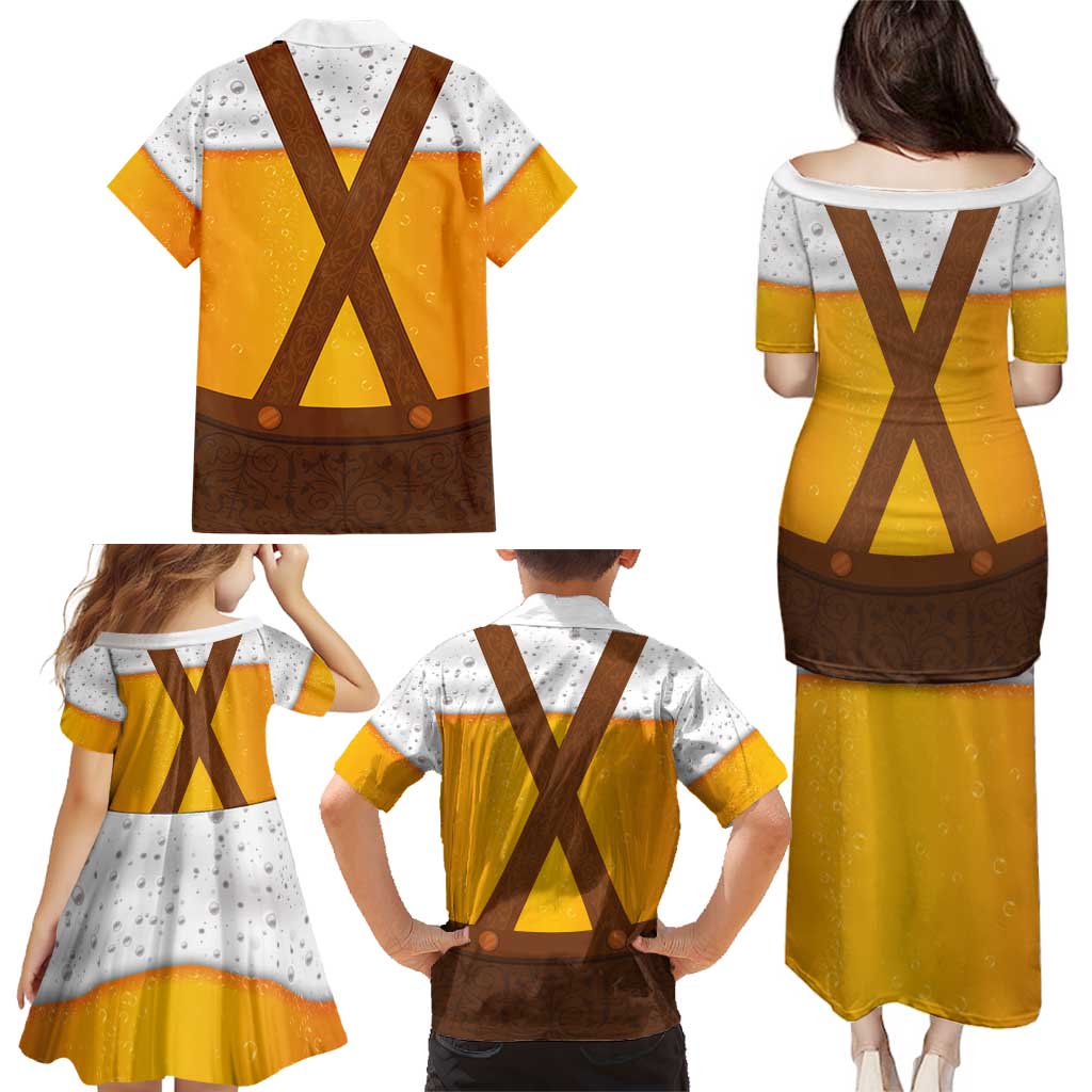 Traditional German Costume - Lederhosen Family Matching Puletasi and Hawaiian Shirt Oktoberfest Beer Head Funny Style