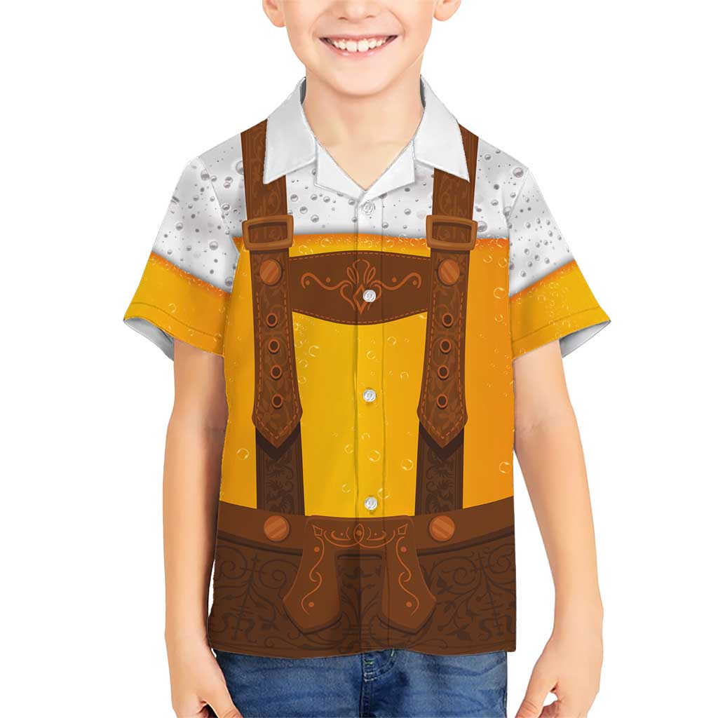 Traditional German Costume - Lederhosen Family Matching Short Sleeve Bodycon Dress and Hawaiian Shirt Oktoberfest Beer Head Funny Style - Wonder Print Shop